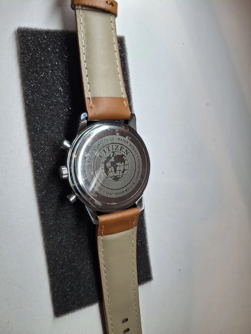 Citizen Eco-Drive Chronograph Watch - Tan Dial & Brown Leather Strap